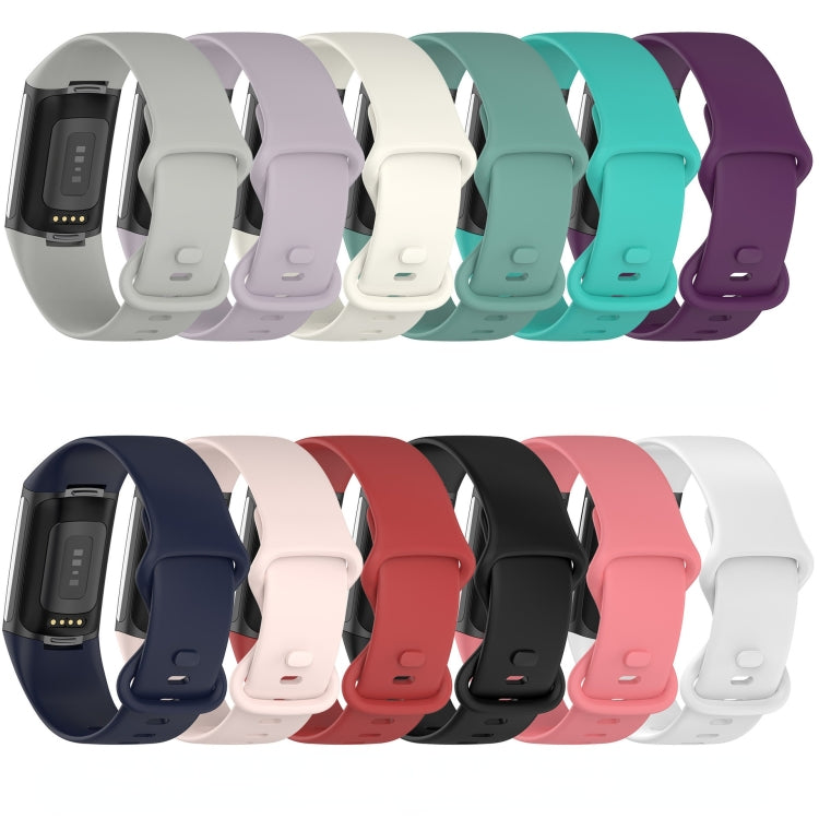 For Fitbit Charge 5 Monochromatic Silica Gel To Replace Watch Strap