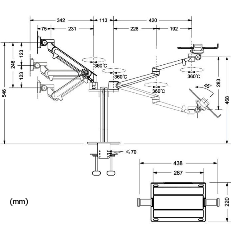 OL-3S Aluminum Height Adjustable Desktop Computer Stand for 17-32 inch and 12-17 inch Monitor