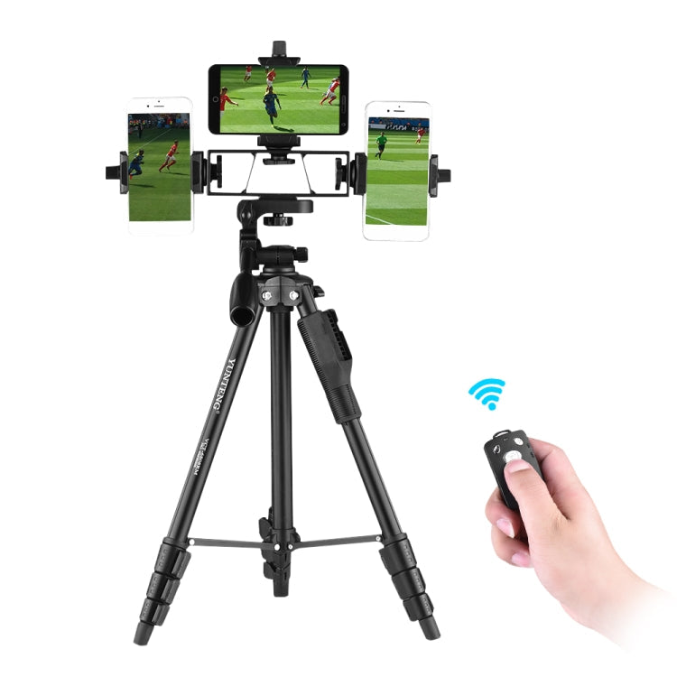 YUNTENG VCT-6808 Multi-Phone Bracket Tripod Mount with Ball Head and Remote Control