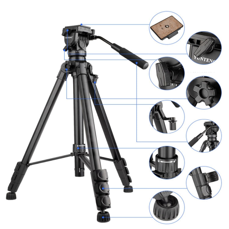 YUNTENG VCT-999 2m Aluminum Tripod Mount with Fluid Drag Damping Head