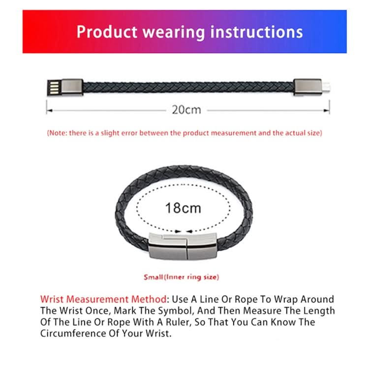 XJ-73 20cm USB to 8 Pin Bracelet Charging Data Cable