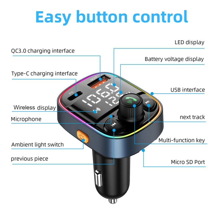 C87B PD QC3.0 Quick Charger Bluetooth 5.0 FM Transmitter Hands-free MP3 U Disk Car Music Player Kit ÎҵÄÉ̵ê