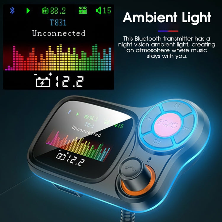 T831 Bluetooth 5.0 Car FM Transmitter Colorful Adapter Car MP3 Player ÎҵÄÉ̵ê