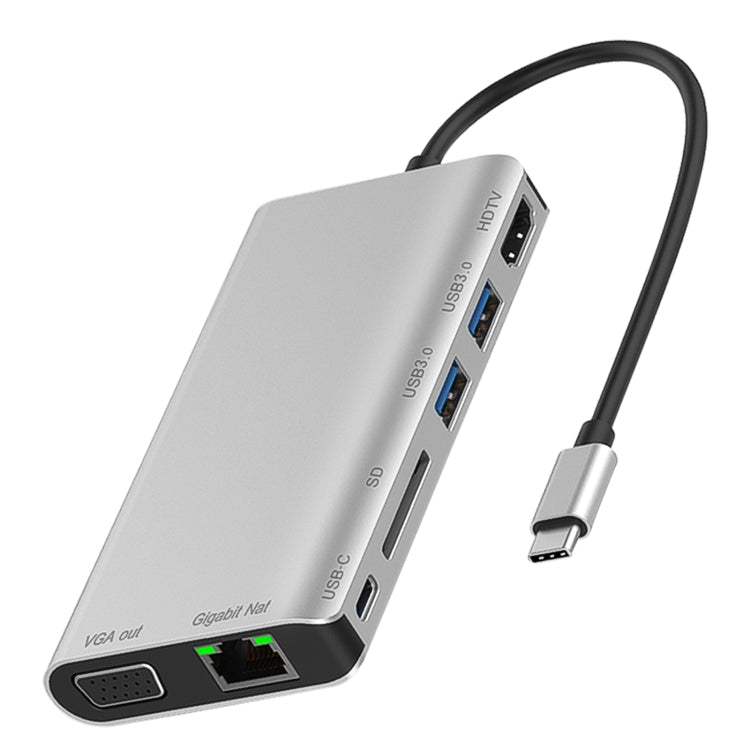 7 in 1 Type-C to RJ45+VGA+Type-C+SD Card Slot+USB3.0 x 2+HDMI Dock Hub Adapter My Store