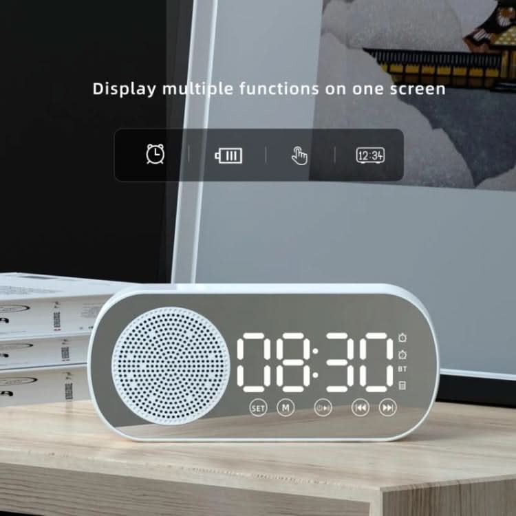 Z7 Digital Bluetooth 5.0 Speaker Multi-function Mirror Alarm Clock FM Radio