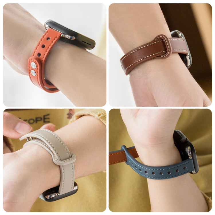 Microfiber Leather Car Line Small Waist Double Buckle Watch Strap