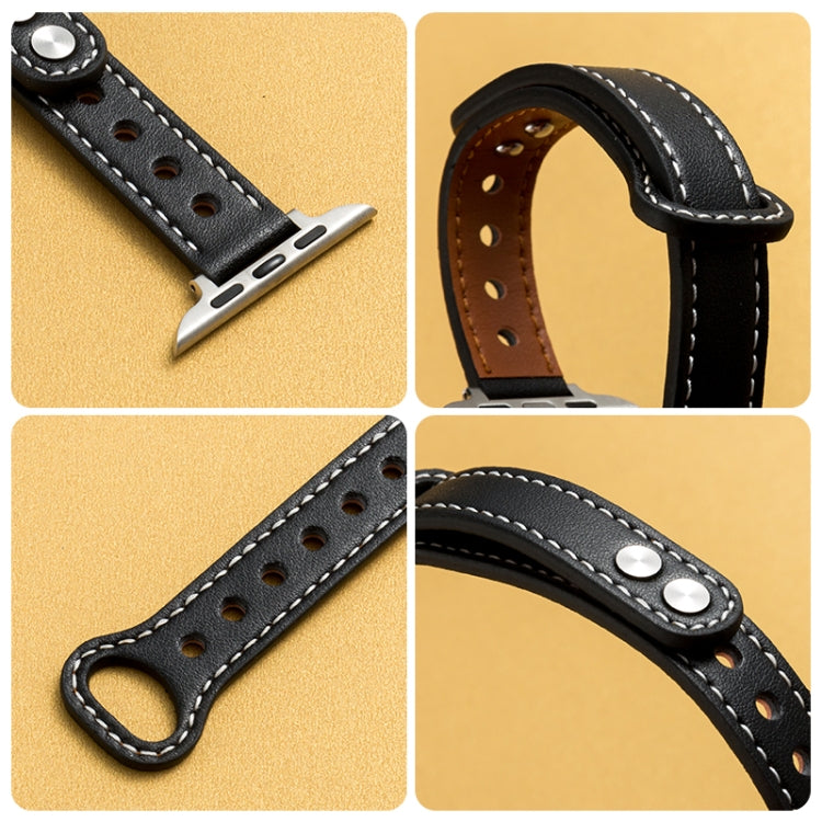 Microfiber Leather Car Line Small Waist Double Buckle Watch Strap