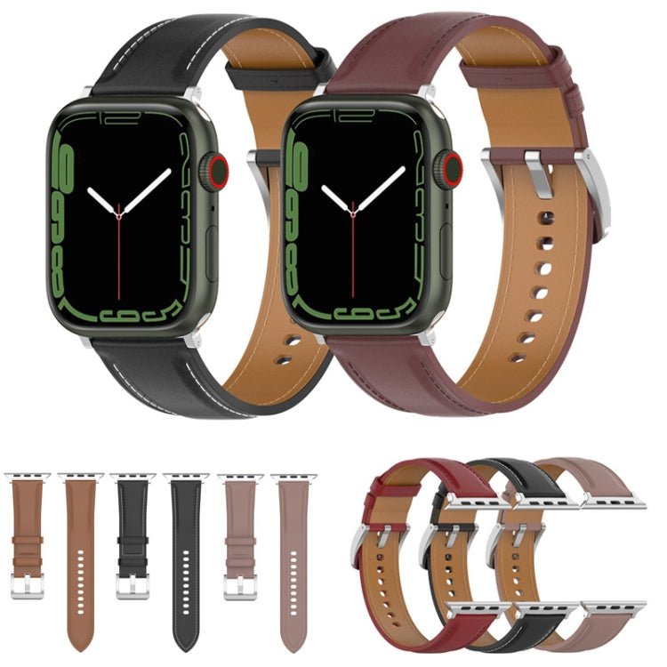 Top Layer Cowhide Sewing Watch Strap For Apple Watch Series