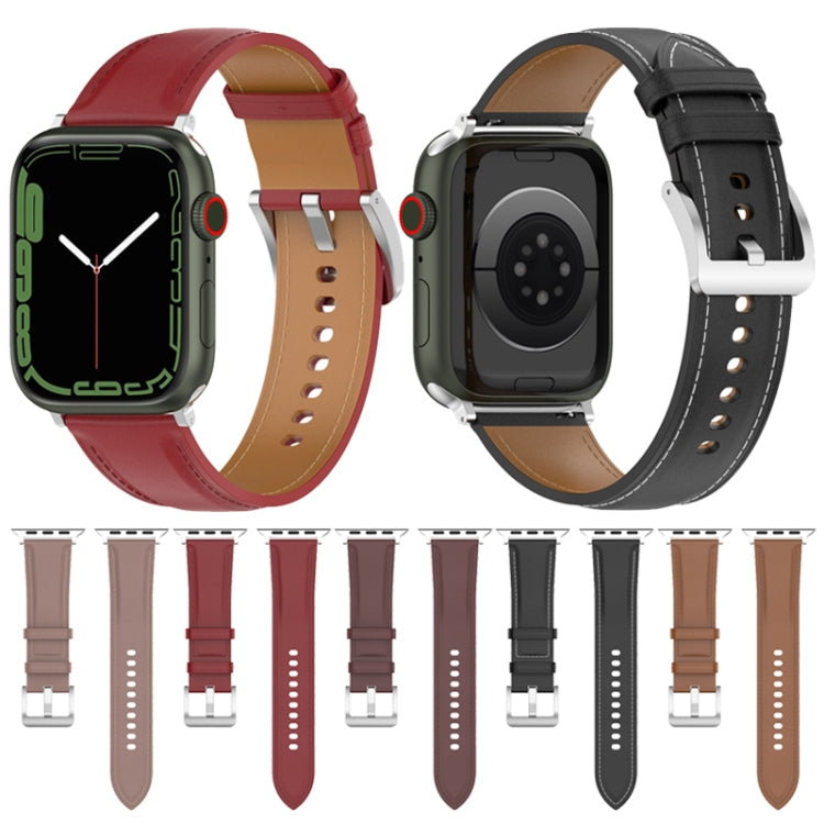 Top Layer Cowhide Sewing Watch Strap For Apple Watch Series