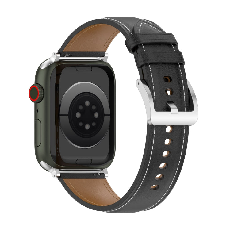 Top Layer Cowhide Sewing Watch Strap For Apple Watch Series