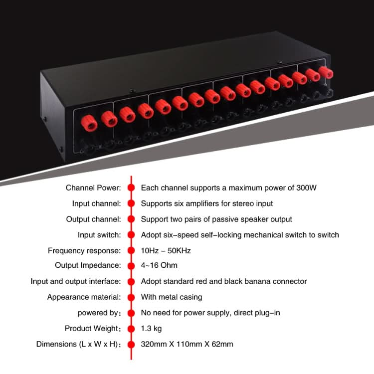 6 In 2 Out 300W Power Amplifier Switcher Loudspeaker Switch Distribute Device My Store