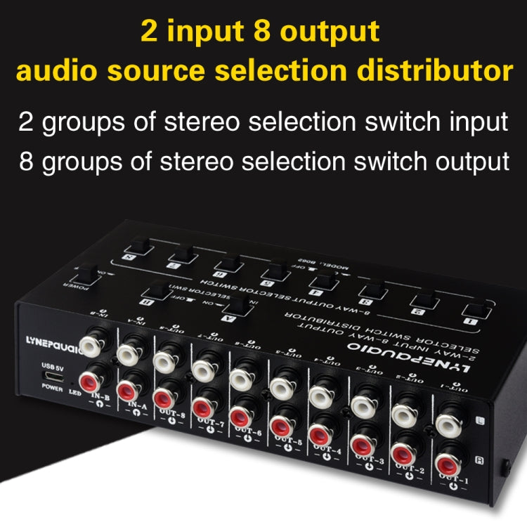 2 In 8 Out RCA Audio Frequency Signal Select Switch Distributor-Reluova