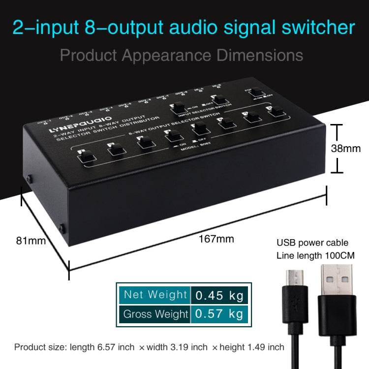 2 In 8 Out RCA Audio Frequency Signal Select Switch Distributor-Reluova