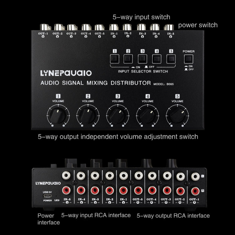 5 In 5 Out Audio Signal Selector Sound Mixing Distribute Device Input Independent Switch My Store