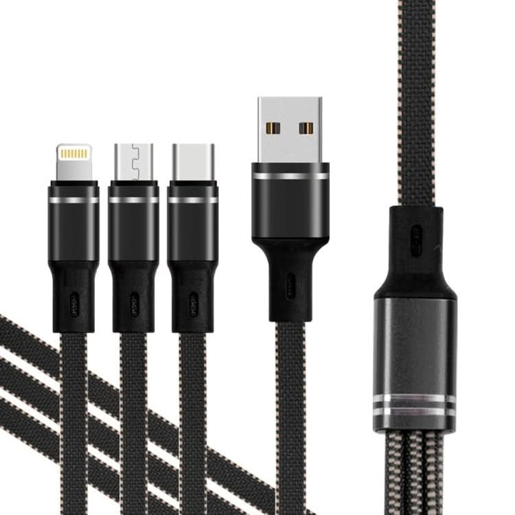 XJ-76 40W 5A 3 in 1 USB to 8 Pin + Type-C + Micro USB Super Flash Charging Cable, Length: 1.18m