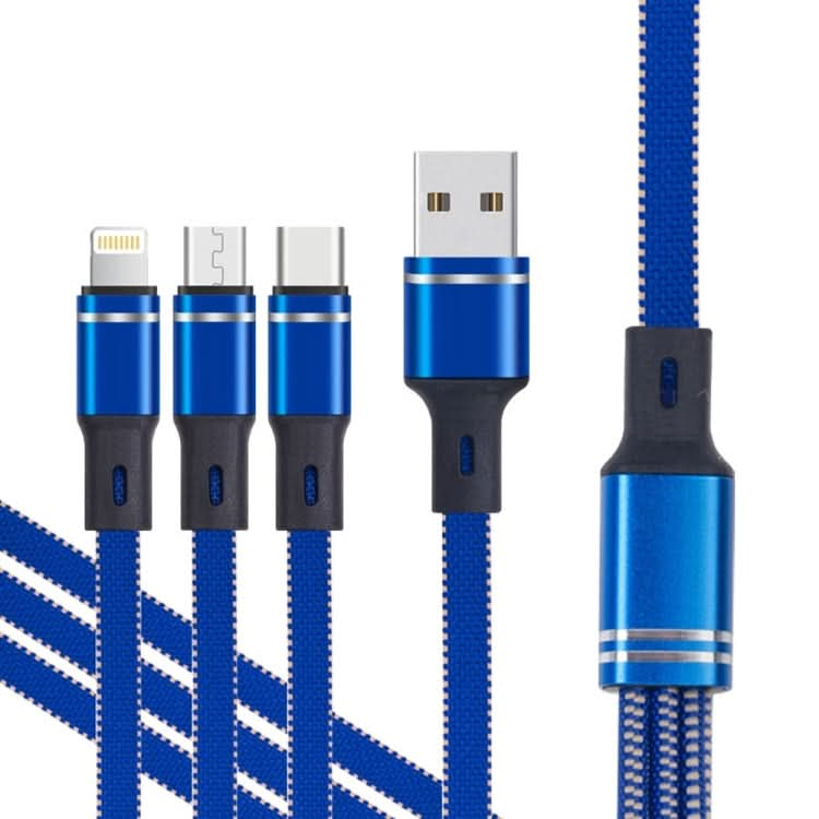 XJ-76 40W 5A 3 in 1 USB to 8 Pin + Type-C + Micro USB Super Flash Charging Cable, Length: 1.18m