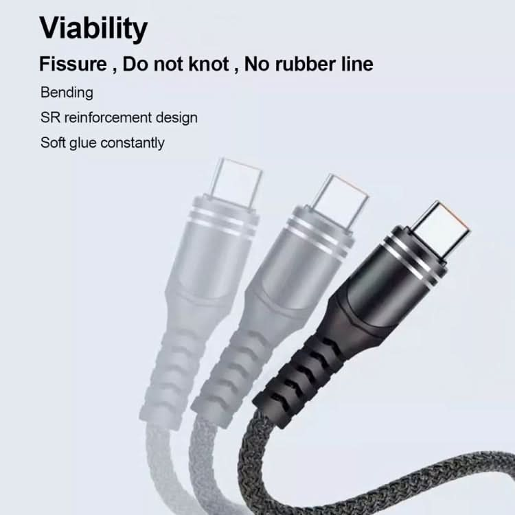 XJ-78 66W 6A 3 in 1 USB to 8 Pin + Type-C + Micro USB Super Flash Charging Cable, Length: 1.2m