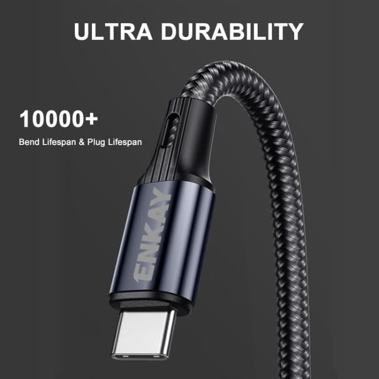 ENKAY PD 20W 3A USB-C / Type-C to 8 Pin Elbow Fast Charging Nylon Braided Data Cable