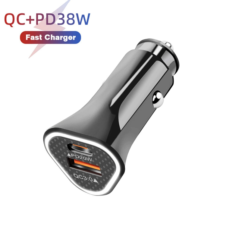 TE-P23 38W PD 20W USB-C / Type-C + QC3. 0 USB Triangle Car Charger + USB to USB-C / Type-C Data Cable, Length: 1m ÎҵÄÉ̵ê