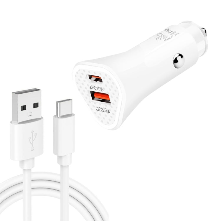 TE-P23 38W PD 20W USB-C / Type-C + QC3. 0 USB Triangle Car Charger + USB to USB-C / Type-C Data Cable, Length: 1m ÎҵÄÉ̵ê