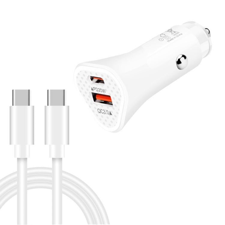 TE-P23 38W PD USB-C / Type-C + QC3. 0 USB Triangle Car Charger + USB-C / Type-C to USB-C / Type-C Data Cable, Length: 1m ÎҵÄÉ̵ê