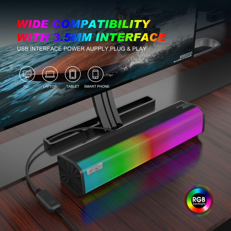 Q9 10W USB Soundbar Home Theater PC Surround Sound Box Wired Computer Speaker with RGB Light My Store