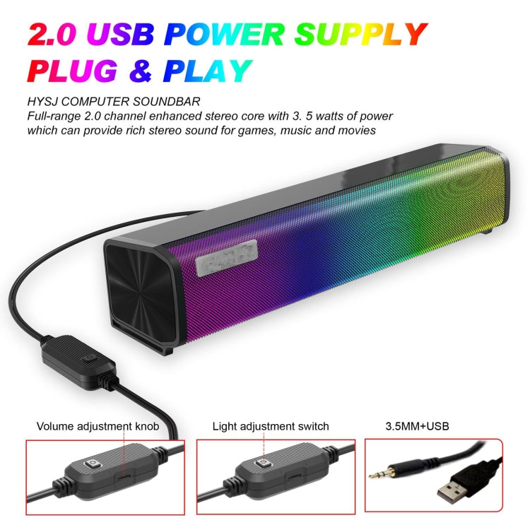 Q9 10W USB Soundbar Home Theater PC Surround Sound Box Wired Computer Speaker with RGB Light My Store