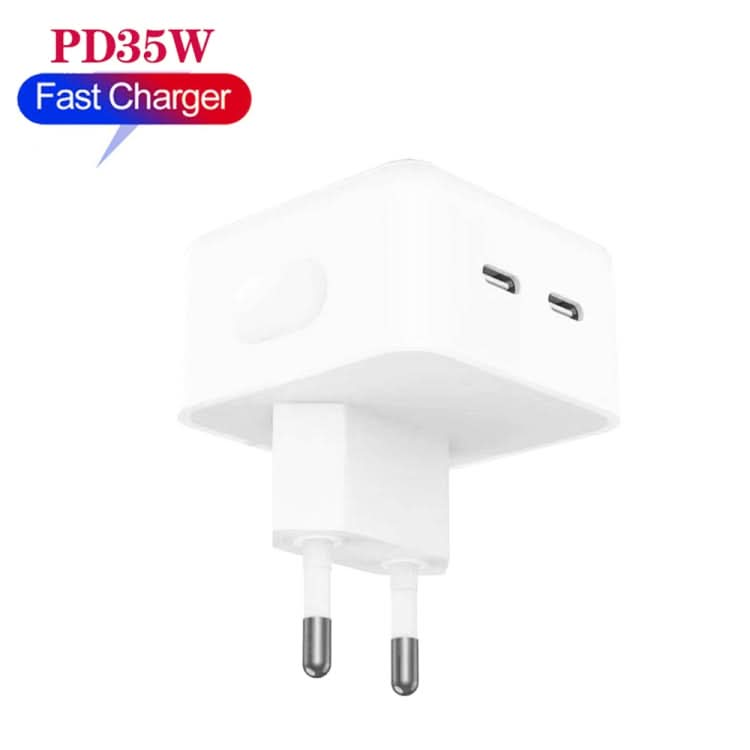 PD 35W Dual USB-C / Type-C Ports Charger for iPhone / iPad Series, EU Plug