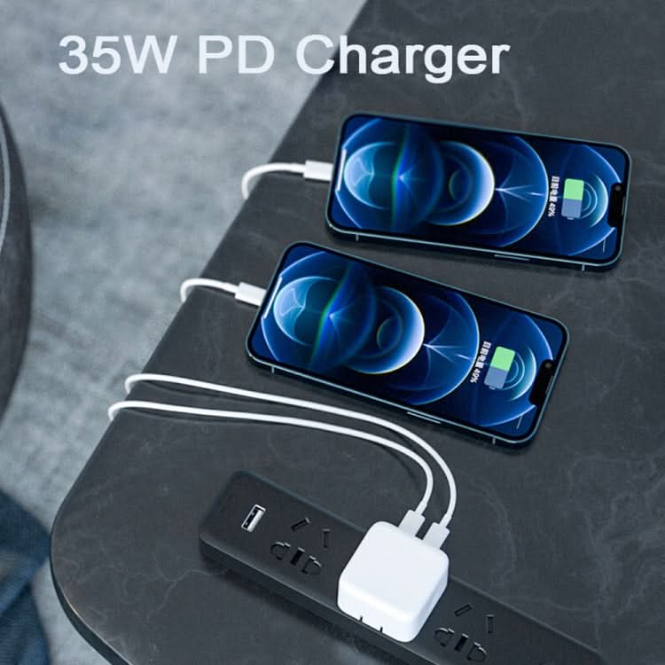 PD 35W Dual USB-C / Type-C Ports Charger for iPhone / iPad Series, EU Plug