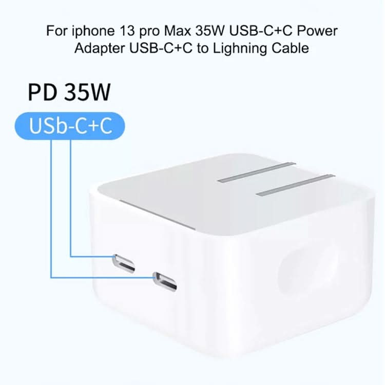 PD 35W Dual USB-C / Type-C Ports Charger for iPhone / iPad Series, EU Plug