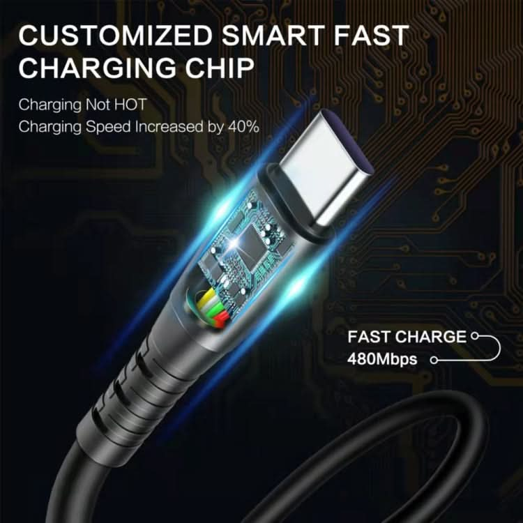 1.5m Spring Telescopic Mobile Phone Fast Charging Data Cable