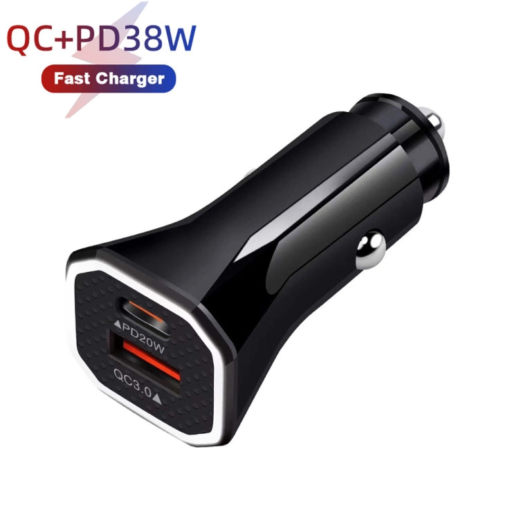 TE-P22 38W PD USB-C / Type-C + QC3. 0 USB Car Charger with 1m USB to 8 Pin Data Cable ÎҵÄÉ̵ê