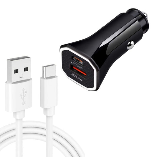 TE-P22 38W PD USB-C / Type-C + QC3. 0 USB Car Charger with 1m USB to USB-C / Type-C Data Cable