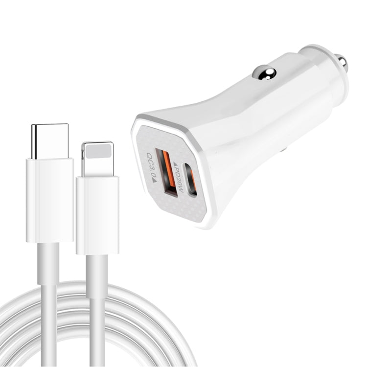 TE-P22 38W PD USB-C / Type-C + QC3. 0 USB Car Charger with 1m USB-C / Type-C to 8 Pin Data Cable