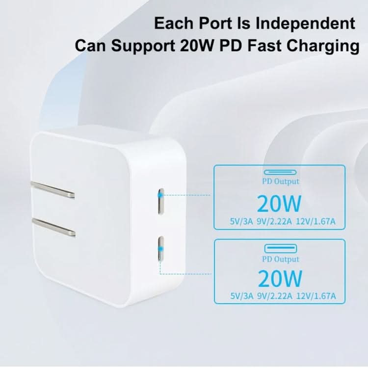 SDC-40W Dual PD USB-C / Type-C Charger for iPhone / iPad Series,