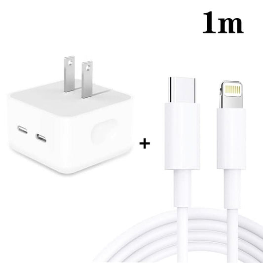 SDC-40W Dual PD USB-C / Type-C Ports Charger with Type-C to 8 Pin Data Cable, US Plug