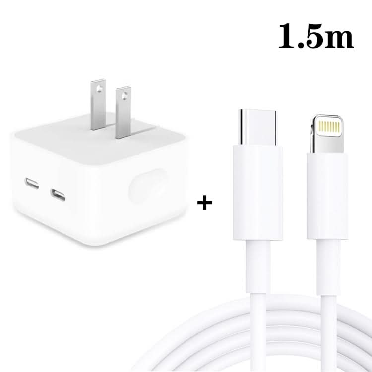 SDC-40W Dual PD USB-C / Type-C Ports Charger with Type-C to 8 Pin Data Cable, US Plug