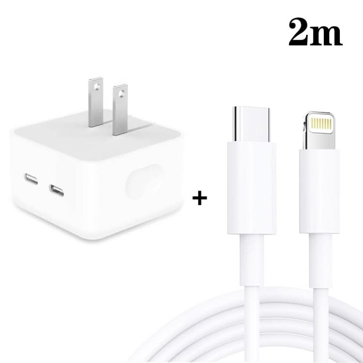 SDC-40W Dual PD USB-C / Type-C Ports Charger with Type-C to 8 Pin Data Cable, US Plug