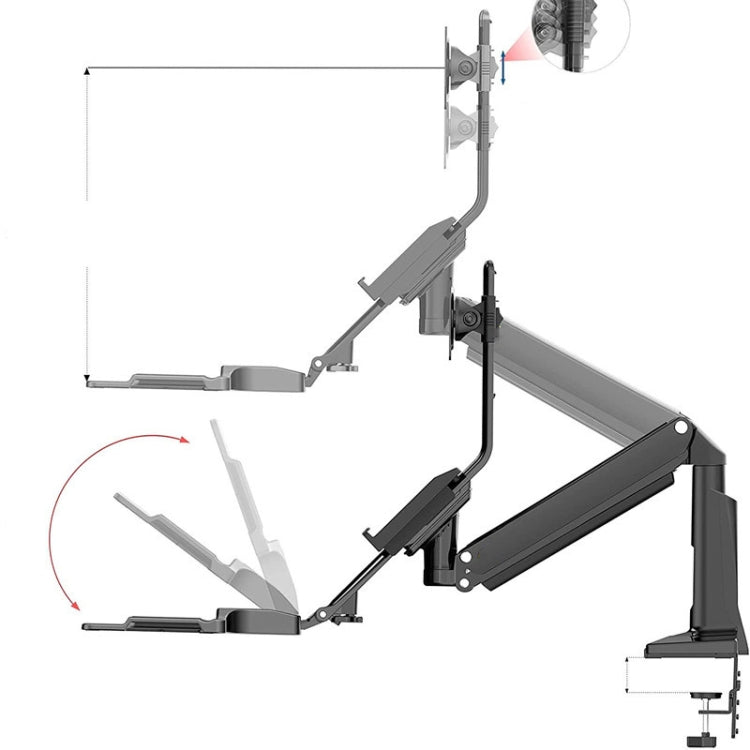 NORTH BAYOU NB35 Ergonomic 19-27 Inch Monitor Holder with Foldable Keyboard Tray Full Motion Sit-Stand Workstation