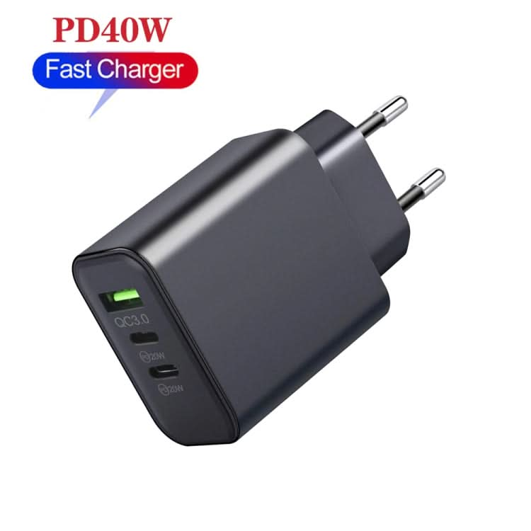 40W Dual PD + QC3.0 Ports Charger with Type-C to 8 Pin Data Cable