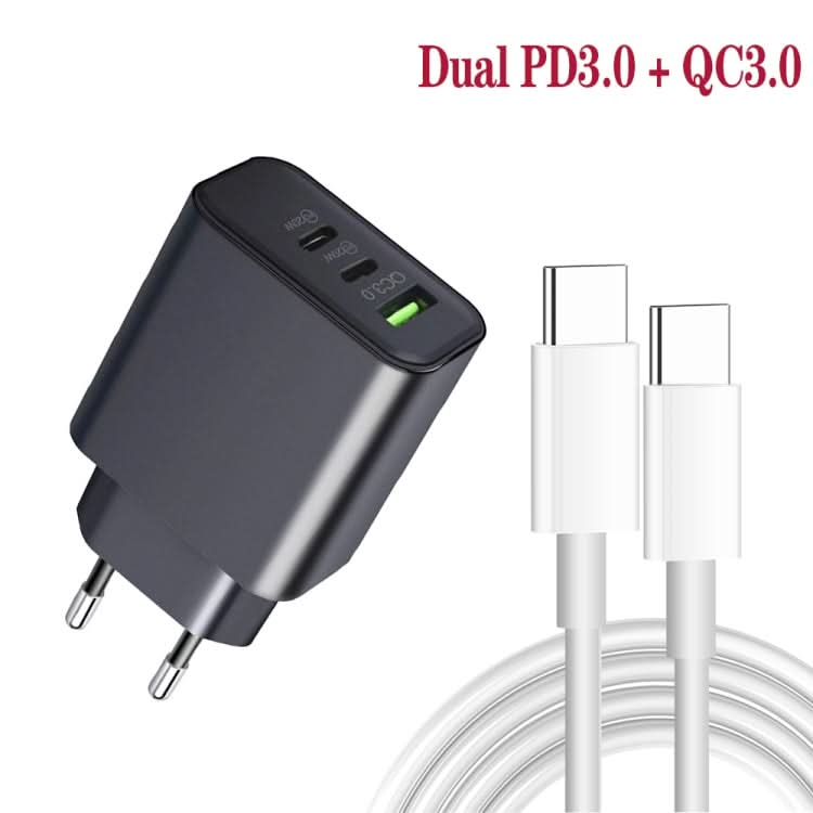 40W Dual PD + QC3.0 Ports Charger with Type-C to 8 Pin Data Cable