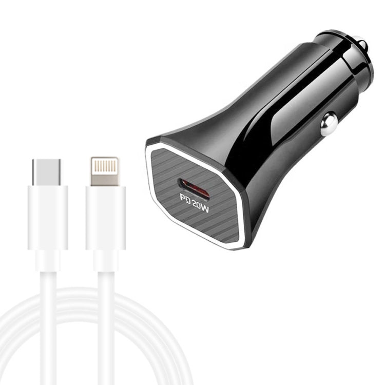 TE-P2 PD20W USB-C / Type-C Car Charger with Type-C to 8 Pin Data Cable