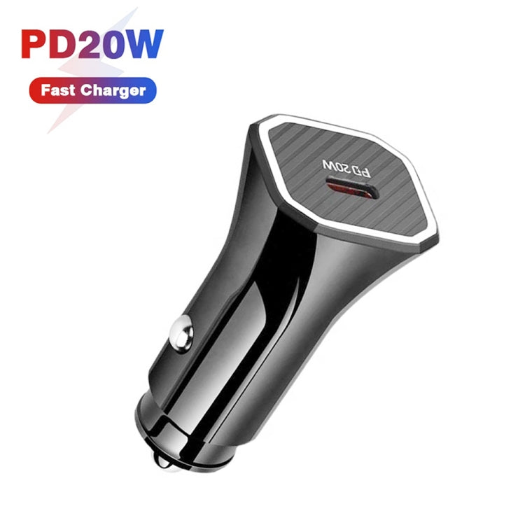 TE-P2 PD20W USB-C / Type-C Car Charger with Type-C to 8 Pin Data Cable