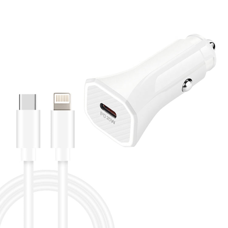 TE-P2 PD20W USB-C / Type-C Car Charger with Type-C to 8 Pin Data Cable