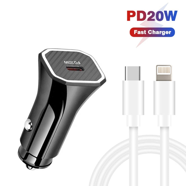 TE-P2 PD20W USB-C / Type-C Car Charger with Type-C to 8 Pin Data Cable