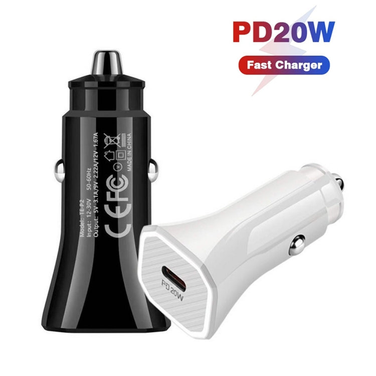 TE-P2 PD20W USB-C / Type-C Car Charger with Type-C to 8 Pin Data Cable