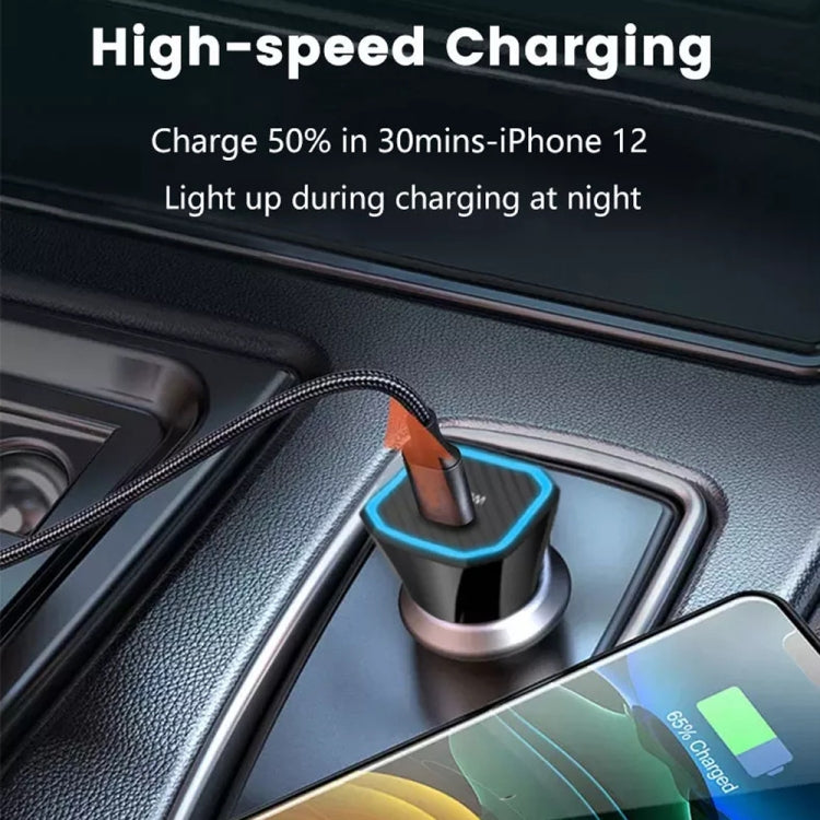 TE-P2 PD20W USB-C / Type-C Car Charger with Type-C to 8 Pin Data Cable