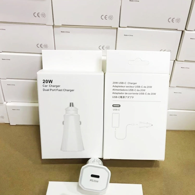 TE-P2 PD20W USB-C / Type-C Car Charger with Type-C to 8 Pin Data Cable