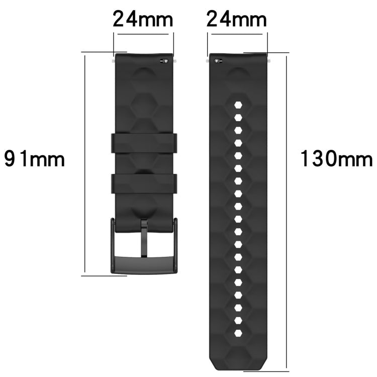 24mm Football Pattern Silicone Solid Color Watch Band