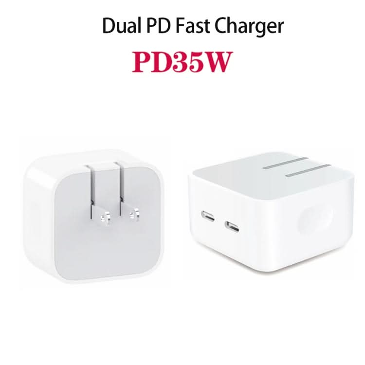 PD 35W Dual USB-C / Type-C Ports Charger for iPhone / iPad Series, US Plug